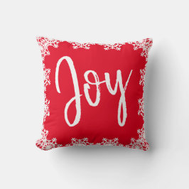 Cojín Decorativo Navidades Joy Familia Rojo Guión Blanco Copos de n