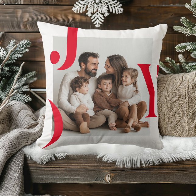 Cojín Decorativo NAVIDADES JOY | Foto familiar personalizada (Subido por el creador)