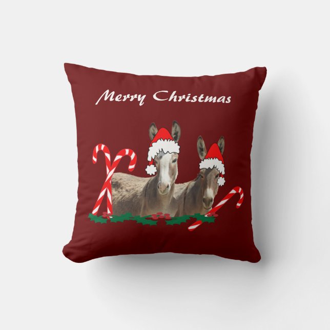 Cojín Decorativo Navidades lanzan almohada, vida silvestre, burros (Anverso)