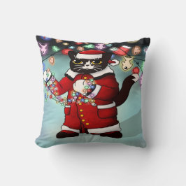 Cojín Decorativo Navidades Luces Típico Tuxedo Cat