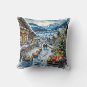 Cojín Decorativo Navidades mágicos en aldea nevada