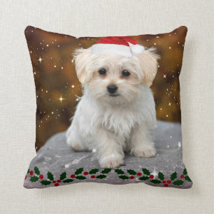 Cojín Decorativo Navidades malteses de Cachorros
