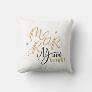 Cojín Decorativo Navidades merry y brillantes festejan oro a mamá