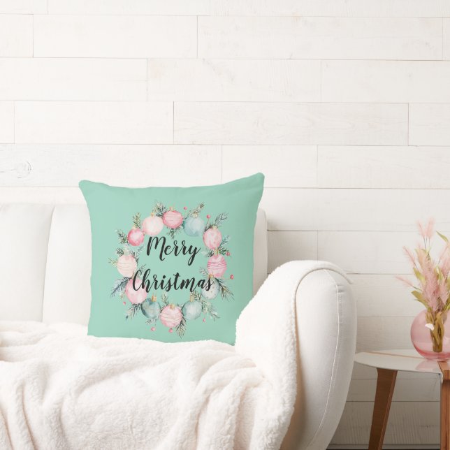 Cojín Decorativo Navidades Mint Pink Ornament Wreath (Sofá)