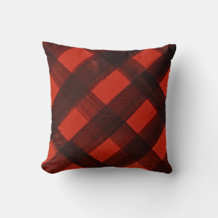 Cojín Decorativo Navidades modernos pintados de rojo negro Tartán