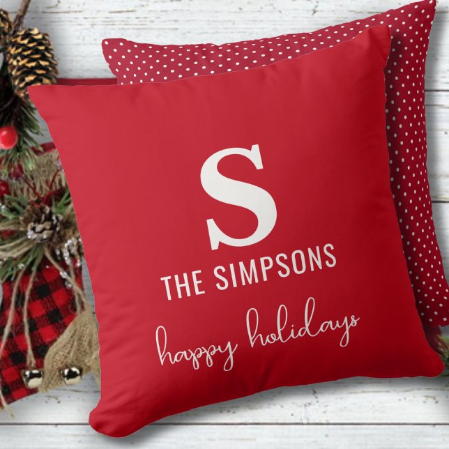 Cojín Decorativo Navidades Monograma moderno Polka Dots Festive (Subido por el creador)
