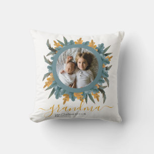 Cojín Decorativo Navidades Naranja verde Wreath Foto personalizada