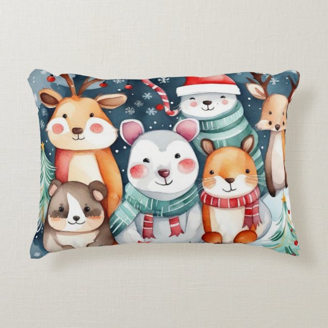 Cojín Decorativo Navidades Navidades temáticos lindos animales (Anverso)