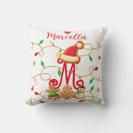 Cojín Decorativo Navidades Nombre Monograma Personalizado Gingerbre