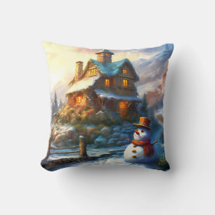 Cojín Decorativo Navidades nostálgicos Snowman Algodón de cosecha