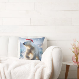 Cojín Decorativo Navidades Oso Polar Con Santa Cap