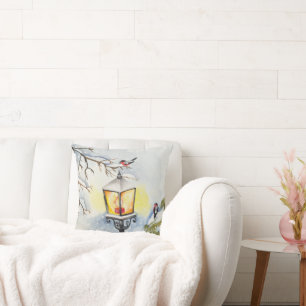 Cojín Decorativo Navidades paisaje acuático de invierno