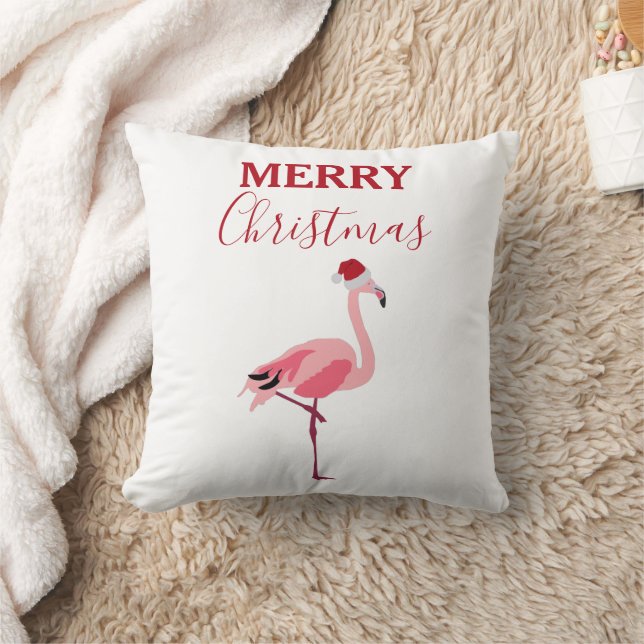 Cojín Decorativo Navidades Pájaro Flamingo Rosa con Santa Hat (Manta)