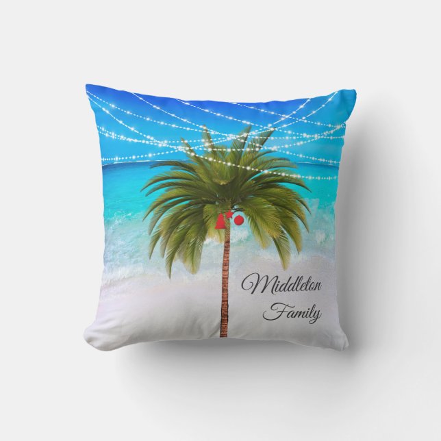 Cojín Decorativo Navidades Palm Tree Tropical Beach Lights (Anverso)