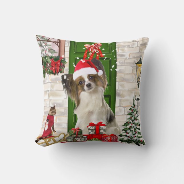 Cojín Decorativo Navidades Papillon Dog (Anverso)