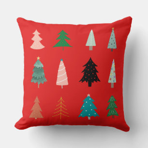 Cojín Decorativo Navidades patrón azul verde rosa y rojo clásico