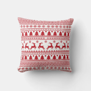 Cojín Decorativo Navidades patrón clásico rojo escandinavo