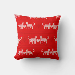 Cojín Decorativo Navidades patrones cruzados de los gatos en el amo