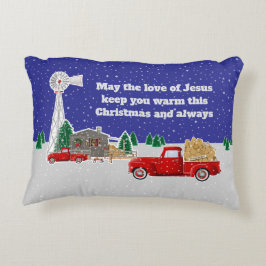 Cojín Decorativo Navidades Pequeño Camión Rojo con cabina y molino 