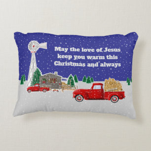Cojín Decorativo Navidades Pequeño Camión Rojo con cabina y molino