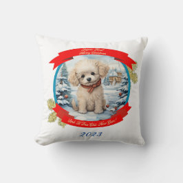 Cojín Decorativo Navidades perro caniche
