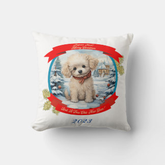 Cojín Decorativo Navidades perro caniche
