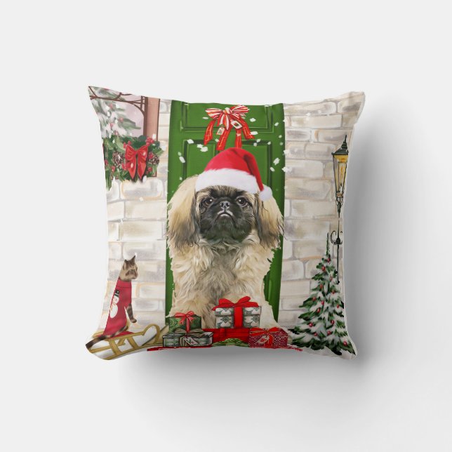 Cojín Decorativo Navidades Perros de Pekín (Anverso)