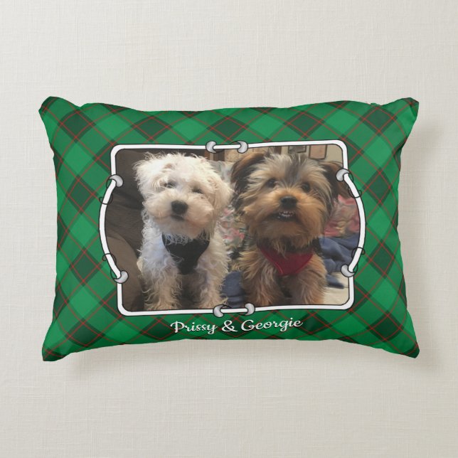 Cojín Decorativo Navidades personalizados 2 marcos fotográficos roj (Anverso)