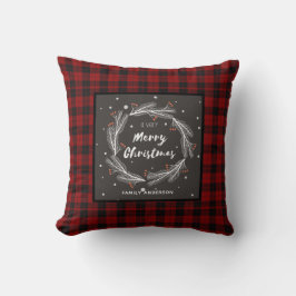 Cojín Decorativo Navidades personalizados Búfalo Plaid Wreath