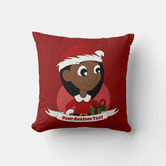 Cojín Decorativo navidades personalizados chica personalizado lanza (Anverso)