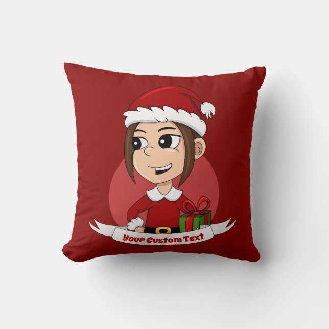 Cojín Decorativo navidades personalizados chica personalizado lanza (Anverso)