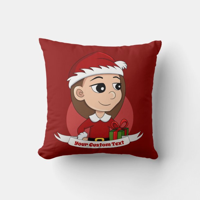 Cojín Decorativo navidades personalizados chica personalizado lanza (Anverso)
