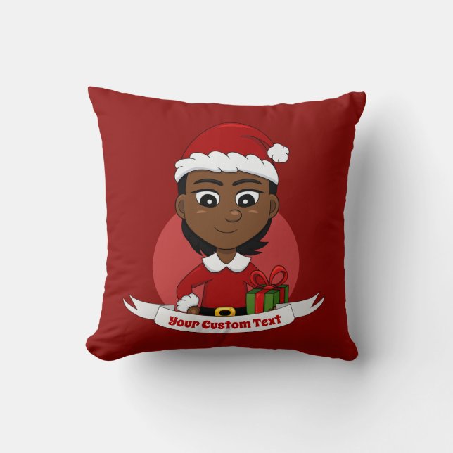 Cojín Decorativo navidades personalizados chica personalizado lanza (Anverso)