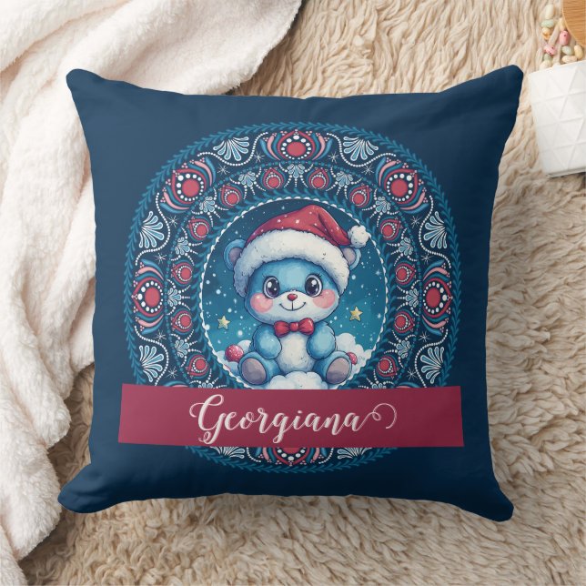 Cojín Decorativo Navidades personalizados Kawaii Bear Dot Mandala (Manta)