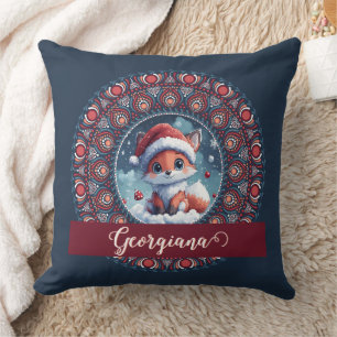 Cojín Decorativo Navidades personalizados Kawaii Fox Dot Mandala