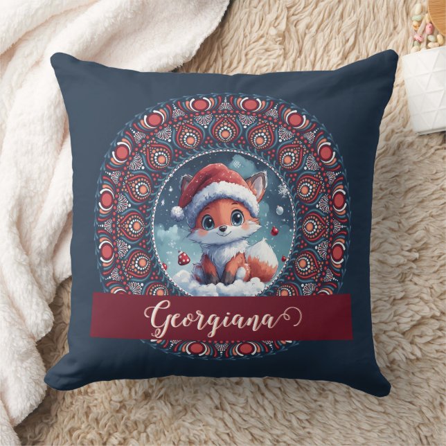 Cojín Decorativo Navidades personalizados Kawaii Fox Dot Mandala (Manta)