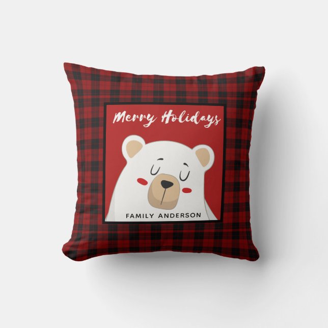 Cojín Decorativo Navidades personalizados Oso Polar de Búfalo (Anverso)