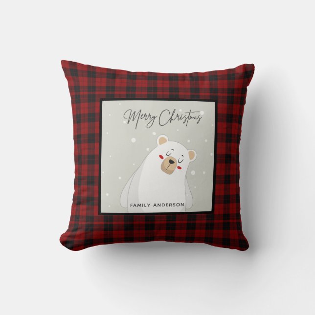 Cojín Decorativo Navidades personalizados Oso Polar de Búfalo (Anverso)