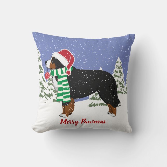 Cojín Decorativo Navidades personalizados Perro de montaña Bernese (Anverso)
