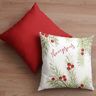 Cojín Decorativo Navidades Personalizados Red and Green Holly