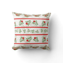Navidades Pillow con mariposa roja, verde y beige
