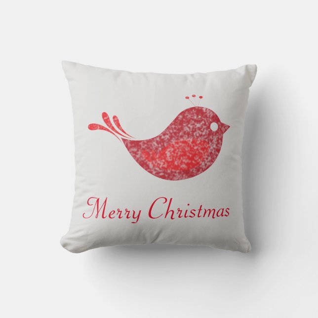 Cojín Decorativo Navidades Pillow con pájaro rojo (Anverso)