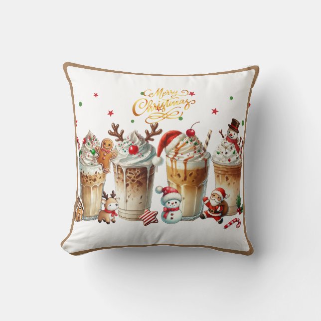 Cojín Decorativo Navidades Pillow con tazas de café (Anverso)