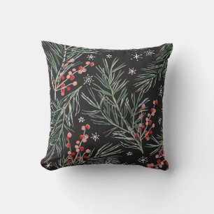 Cojín Decorativo Navidades Pine Twigs fondo negro