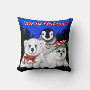 Cojín Decorativo Navidades pingüino bebé oso polar cachorro
