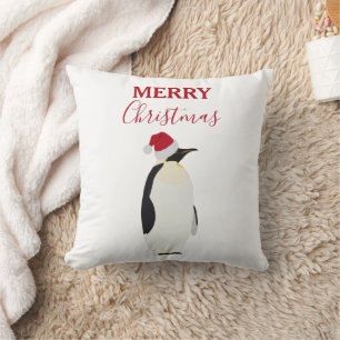 Cojín Decorativo Navidades pingüino gracioso animal con Santa Hat