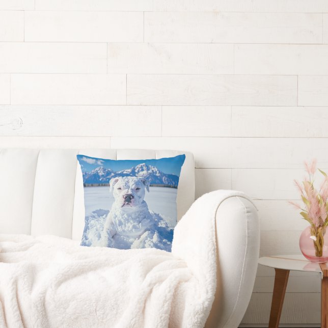 Cojín Decorativo Navidades Pitbull Dog Snowman (Sofá)