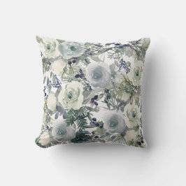 Cojín Decorativo Navidades plateados Flores Cushion