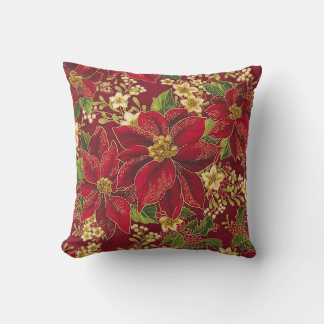 Cojín Decorativo Navidades Poinsettia Pillow! (Anverso)