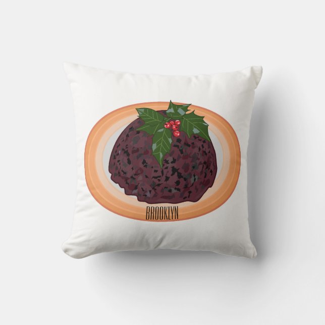 Cojín Decorativo Navidades pudding personalizado ilustracion (Anverso)